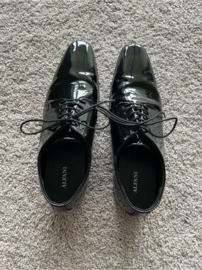 Alfani Black Patent Leather Lace-Up Oxfords